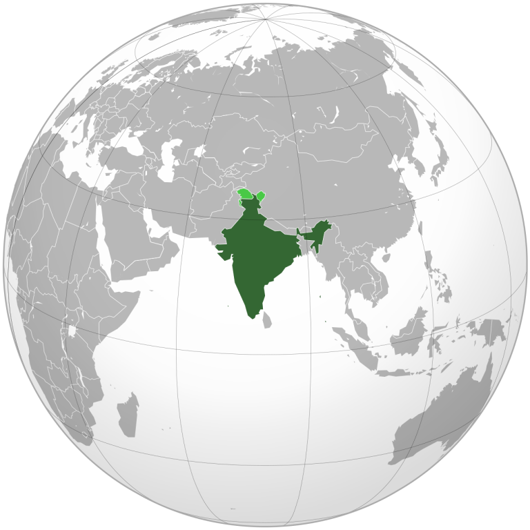 Situación de la India en el mapa terrestre
