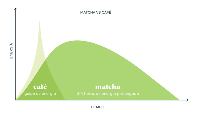 Gráfico comparativo del matcha con el café